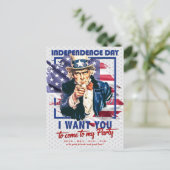 Rood, Wit, Blauwe Oom Sam 4 Juli Uitnodiging (Staand voorkant)