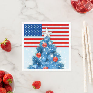Rood Wit Blauwe Sterren en Strepen USA Kerstmis Servet