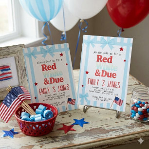 Rood Wit & Blauwe Strepen & Strikjes Baby Shower Kaart