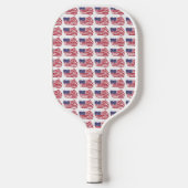 Rood wit blauwe vlag Herhalingspatroon Pickleball Paddle (Voorkant)