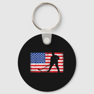 Rood Wit Blauwe Vlag Usa Ijshockeyspeler 4e Van Sleutelhanger