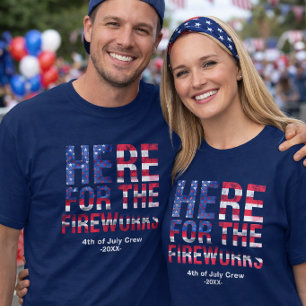 Rood Wit Blauwe Vuurwerk 4 juli Familie Crew  T-shirt