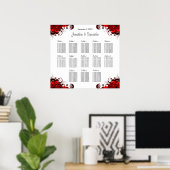 Rood & Wit Bloemen 13 Bruiloft Tafels Zitgrafiek Poster (Thuiskantoor)