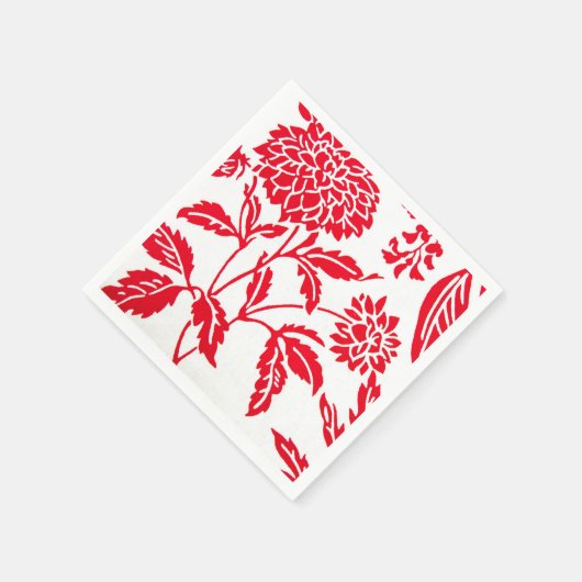 Rood & Wit Bloemen Print servetten (Hoek)