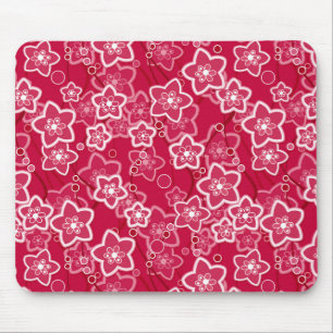 Rood Wit Bloemen Rustiek mode Patroon Retro Muismat