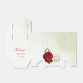 Rood wit bloemengroen bruiloft bedankdoosjes (Uitgevouwen)