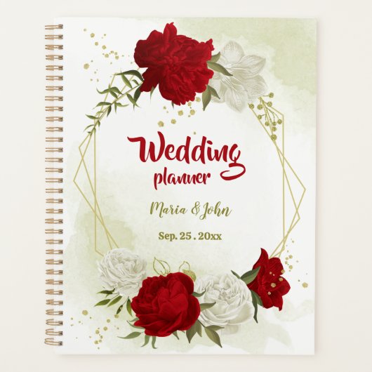 rood wit bloemmotief groen wedding planner (Voorkant)