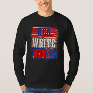 Rood Wit & Booze Retro Luipaard Gelukkig 4th van J T-shirt