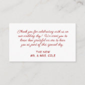 Rood & Wit Bow Sketch Wedding Bedankt Card Informatiekaartje (Achterkant)