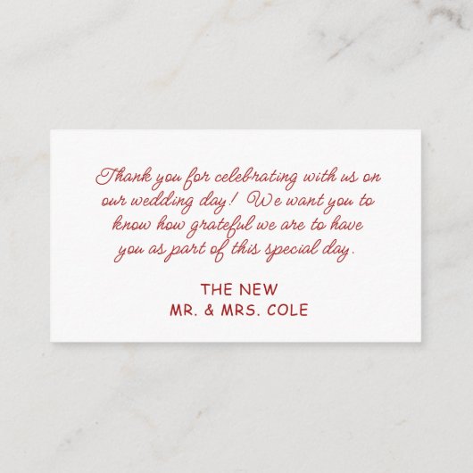 Rood & Wit Bow Sketch Wedding Bedankt Card Informatiekaartje (Achterkant)
