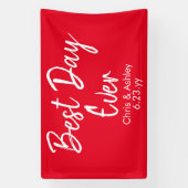 Rood & Wit bruiloft Receptie Decor Beste Dag Ooit Spandoek (Verticaal)