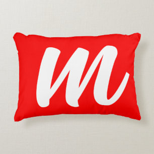 Rood Wit Calligrafie Monogram Initiaal Letter Accent Kussen