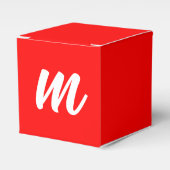 Rood Wit Calligrafie Monogram Initiaal Letter Bedankdoosjes (Voorkant Zijde)