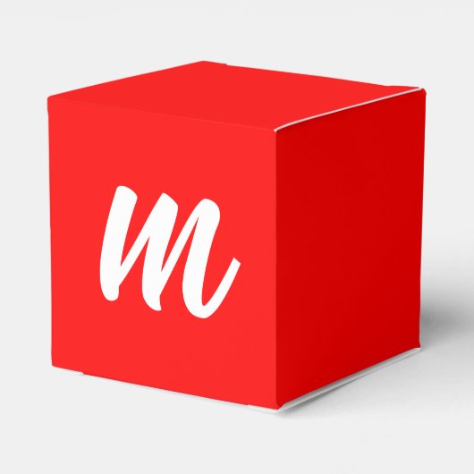 Rood Wit Calligrafie Monogram Initiaal Letter Bedankdoosjes (Achterkant)