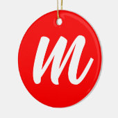 Rood Wit Calligrafie Monogram Initiaal Letter Keramisch Ornament (Links)