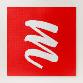 Rood Wit Calligrafie Monogram Initiaal Letter Legpuzzel (Horizontaal)