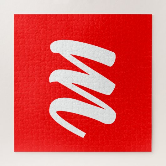 Rood Wit Calligrafie Monogram Initiaal Letter Legpuzzel (Horizontaal)