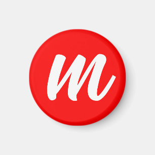 Rood Wit Calligrafie Monogram Initiaal Letter Magneet