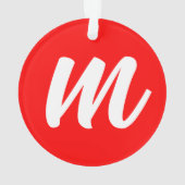 Rood Wit Calligrafie Monogram Initiaal Letter Ornament (achterkant)