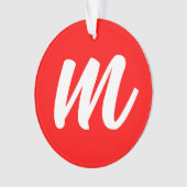 Rood Wit Calligrafie Monogram Initiaal Letter Ornament (voorkant)