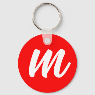 Rood Wit Calligrafie Monogram Initiaal Letter Sleutelhanger