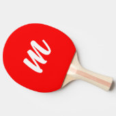 Rood Wit Calligrafie Monogram Initiaal Letter Tafeltennisbatje (Zijkant)