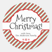 Rood & Wit Candy Cane Stripe Holiday Gift Labels (Voorkant)