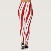 Rood & Wit Candy Cane Stripes Feestelijke Kerstmis Leggings (Achterkant)