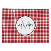 Rood wit cheques geplakt monogram groot cadeauzakje (Achterkant)
