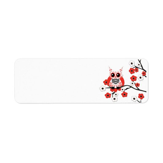 Rood Wit Cherry Blossom Uil Label (Voorkant)