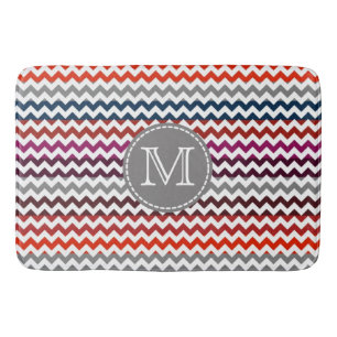 Rood wit Chevron Zigzag Monogram Badmat