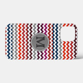 Rood wit Chevron Zigzag Monogram Case-Mate iPhone Case (Achterkant (horizontaal))