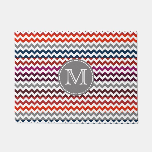Rood wit Chevron Zigzag Monogram Deurmat (Voorkant)
