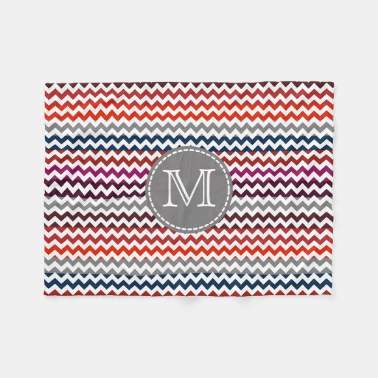 Rood wit Chevron Zigzag Monogram Fleece Deken (Voorkant (Horizontaal))