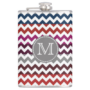 Rood wit Chevron Zigzag Monogram Heupfles