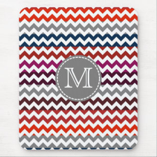 Rood wit Chevron Zigzag Monogram Muismat