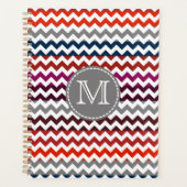 Rood wit Chevron Zigzag Monogram Planner (Voorkant)