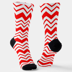 Rood Wit Chevron Zigzag Patroon Ontwerp Sokken