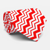 Rood Wit Chevron Zigzag Patroon Ontwerp Stropdas (Opgerold)
