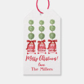 Rood & Wit Chinoiserie Topiary Kerstmis Cadeaulabel (Voorkant)