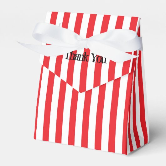 Rood & Wit Circus Strepen Party Favor Boxes Bedankdoosjes (Voorkant Zijde)