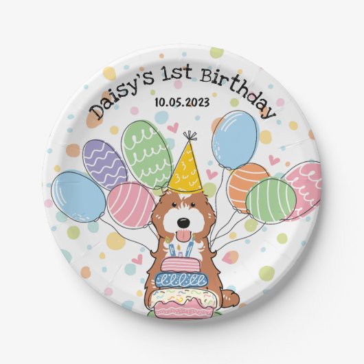 Rood Wit Cockapoo Cavapoo Hond Verjaardag Papieren Bordje (Voorkant)