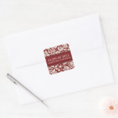 Rood Wit Damask Afstuderen Aangepaste jaarnaam Vierkante Sticker (Envelop)