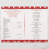 Rood, wit Damask Heart Butterfly Wedding Programme (Achterkant)