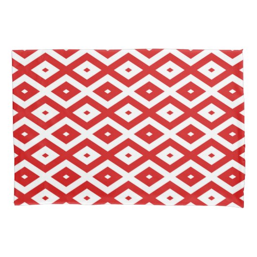 Rood-wit diamantpatroon kussensloop (Voorkant)