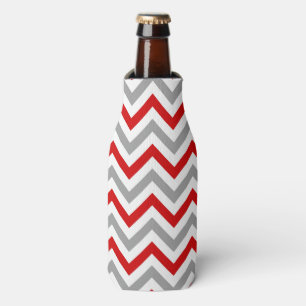 Rood, wit, Dk Grey Large Chevron ZigZag Pattern Flesjeskoeler
