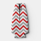 Rood, wit, Dk Grey Large Chevron ZigZag Pattern Flesjeskoeler (Achterkant)