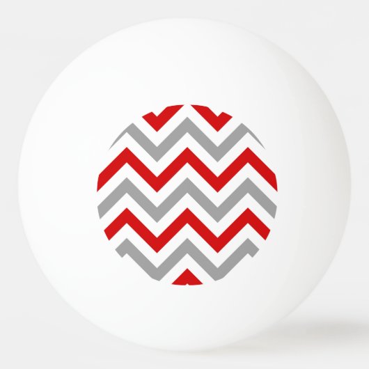Rood, wit, Dk Grey Large Chevron ZigZag Pattern Pingpongballen (Voorkant)
