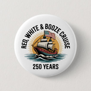 Rood Wit & Drank Cruise 250ste Jaar 4 juli Ronde Button 5,7 Cm