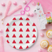 Rood wit driehoekspatroon modern kunstwerk papieren bordje (Feest)